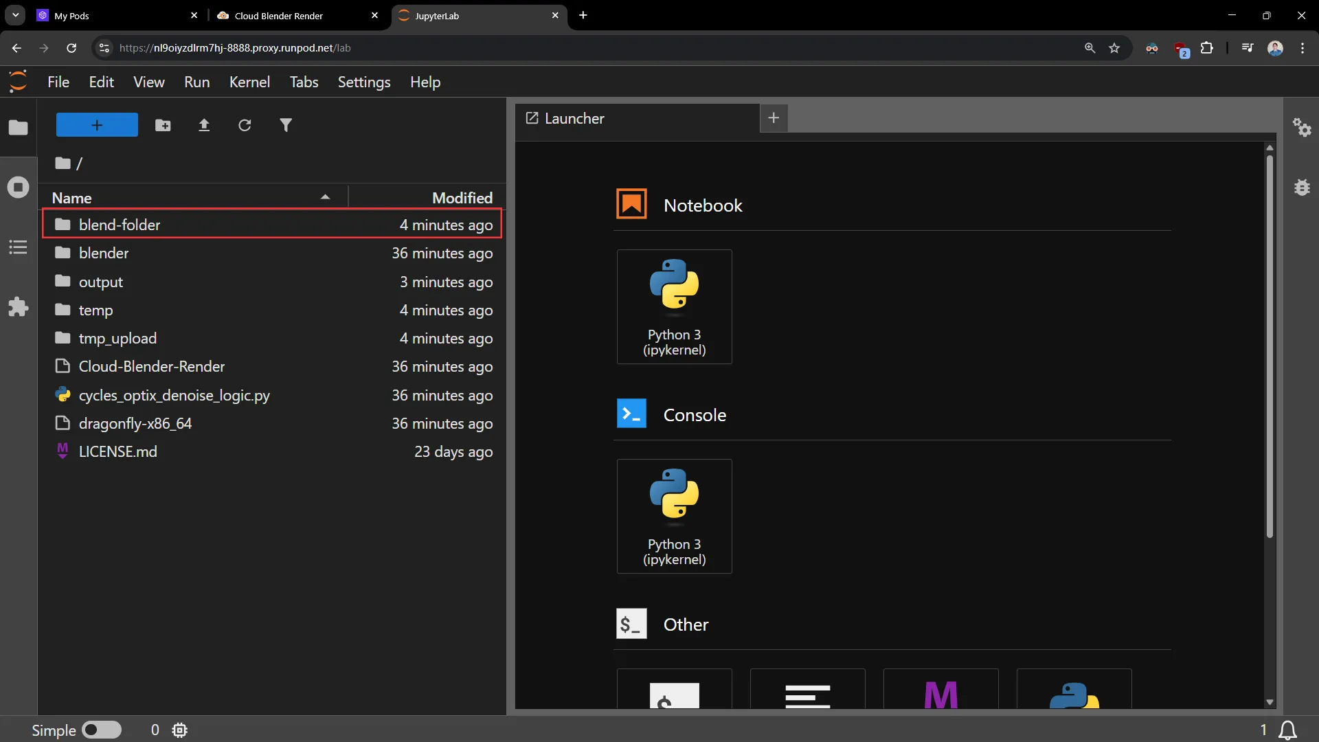 folder structure of JupyterLab